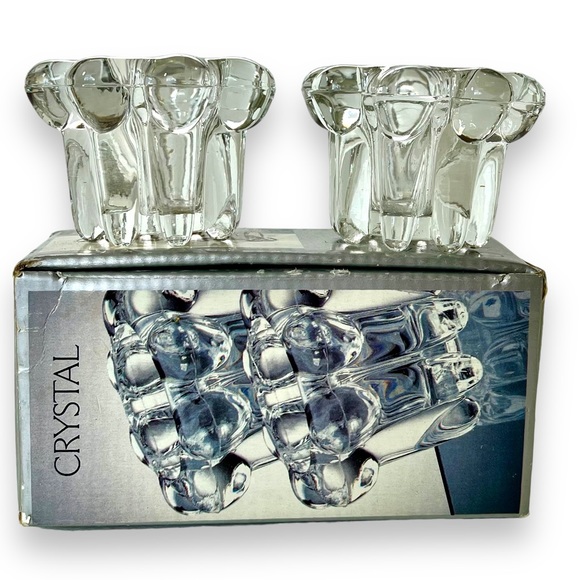VTG Crystal 2 Pc. Candle Holder Set For Votive and Tapered Candles - Picture 12 of 13